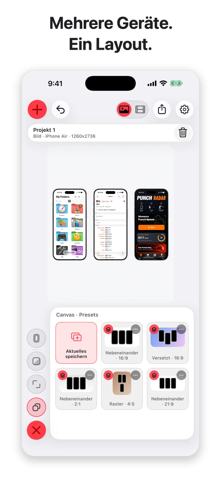 Appodium Screenshot: Mehrere Geräte. Ein Layout.