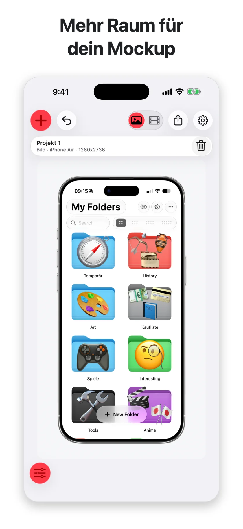 Appodium Screenshot: Mehr Raum für dein Mockup